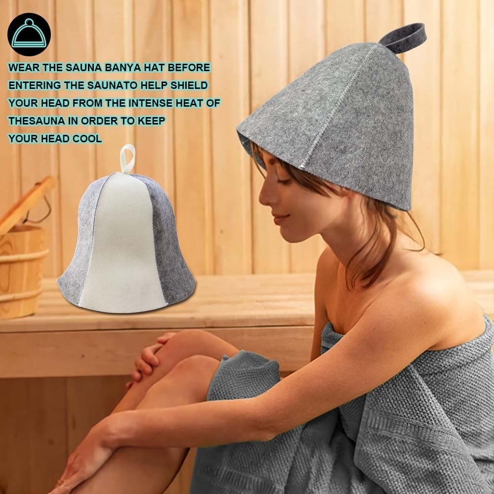 2 Pack Sauna Hat Polished Wool Hat for Sauna Wool Cap for Sauna Banya Bath House