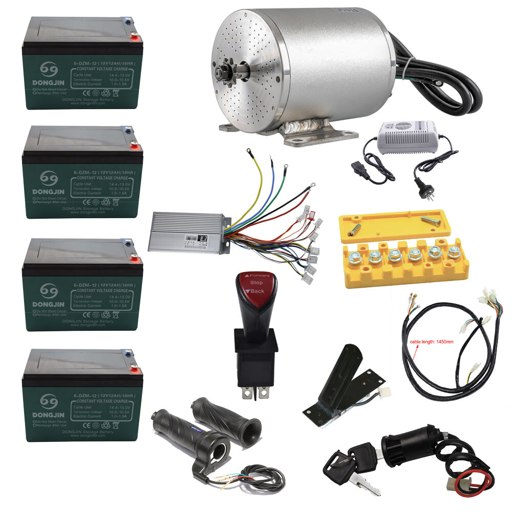 48V 1800W Brushless Electric Motor+Full Kit Pedal/Grip for Go Kart Golf Cart ATV