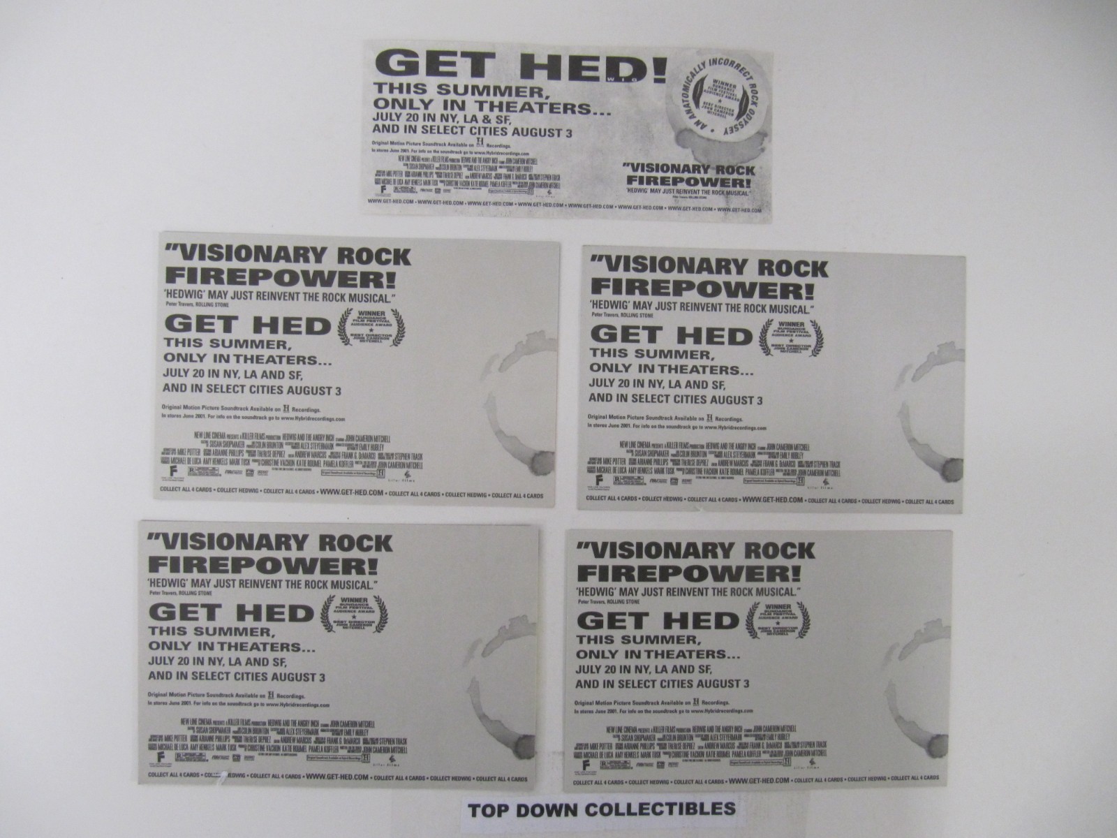 Hedwig And The Angry Inch, Four Theater Cards and Money Promo Collectibles Set