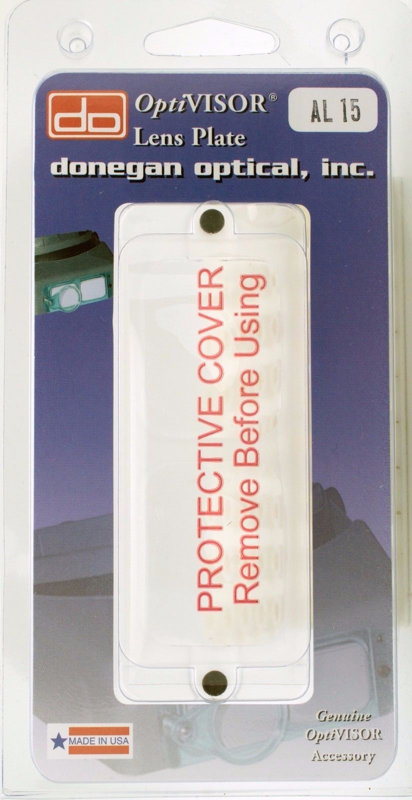 Donegan AL-15 Acrylic OptiVisor® AL Lens Plate #5, 2.5X Magnification at 8"