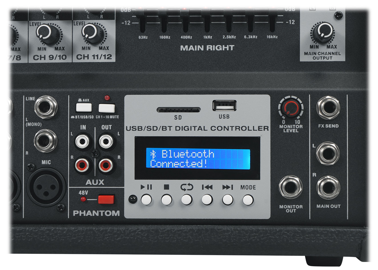 Rockville RPM109 V2 12 Channel 4800w Powered Mixer, 7 Band EQ, Effects, USB, 48V