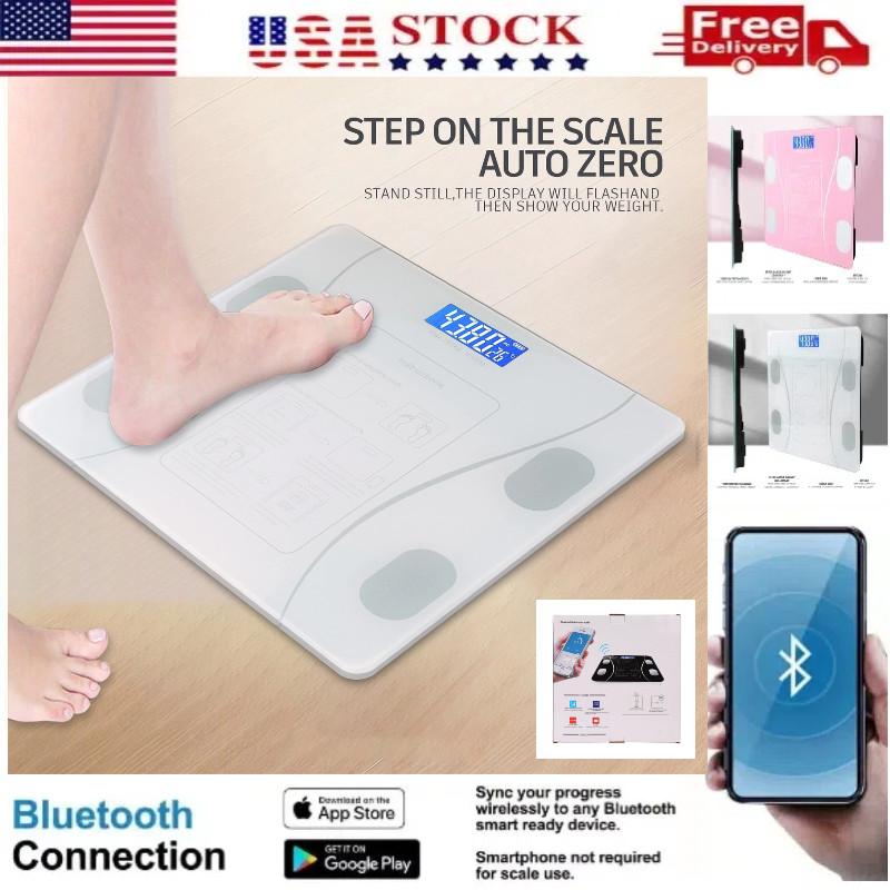 Digital Bathroom Scale BMI Highly Accurate Smart Bluetooth Scale LCD Display USA