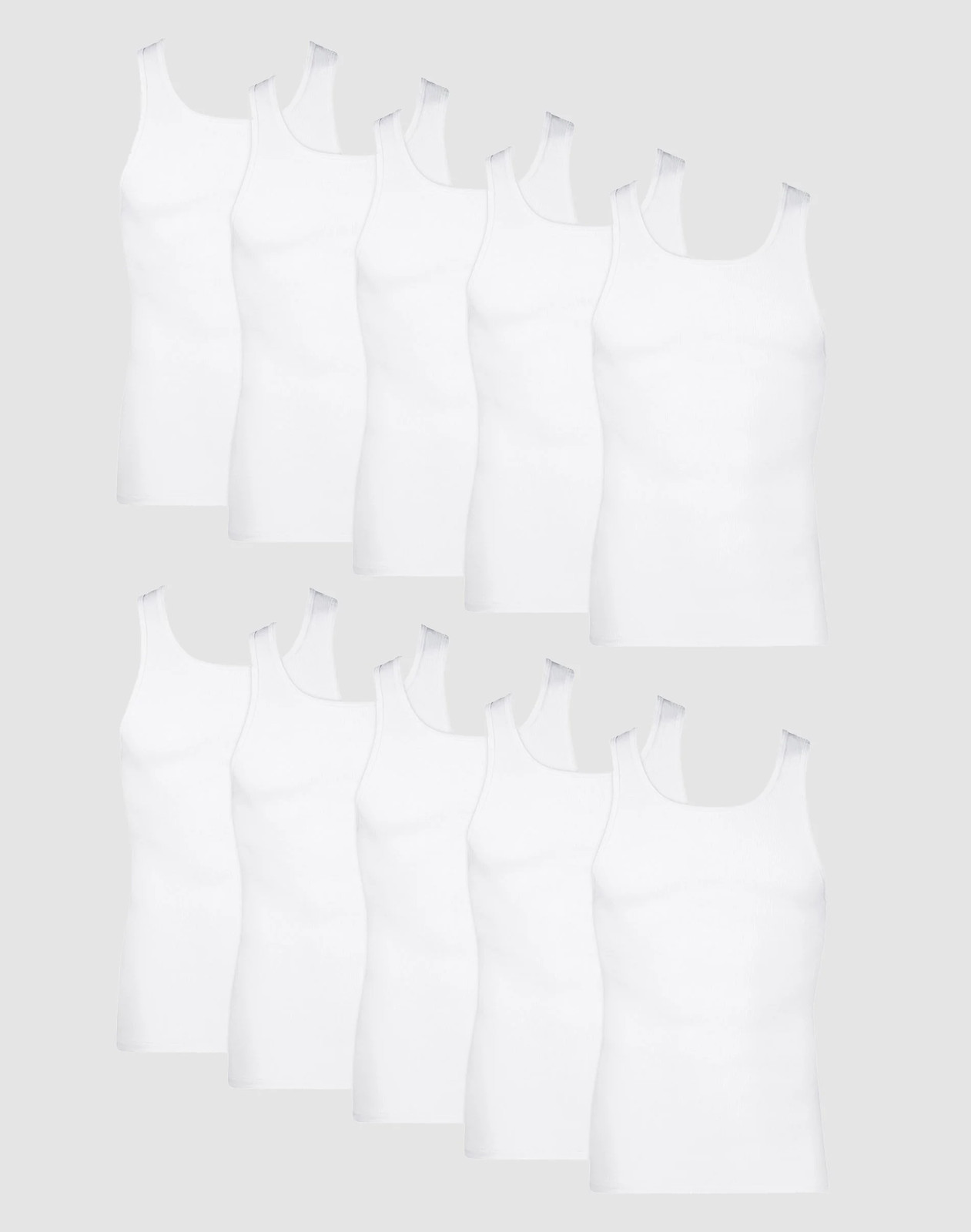 Hanes Tank Undershirt 10-Pack ComfortSoft Value Tag Itch Free Ribbed White S-3XL