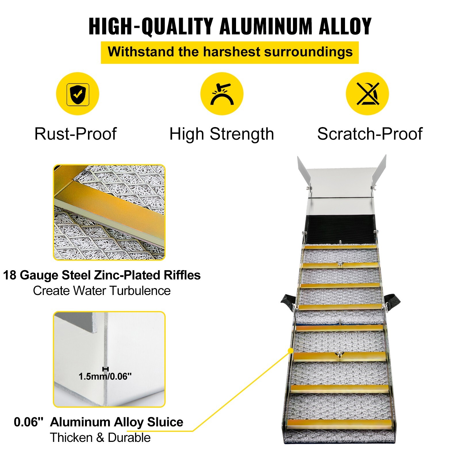 50" Folding Aluminum Alloy Sluice Box for Gold Panning and Prospecting