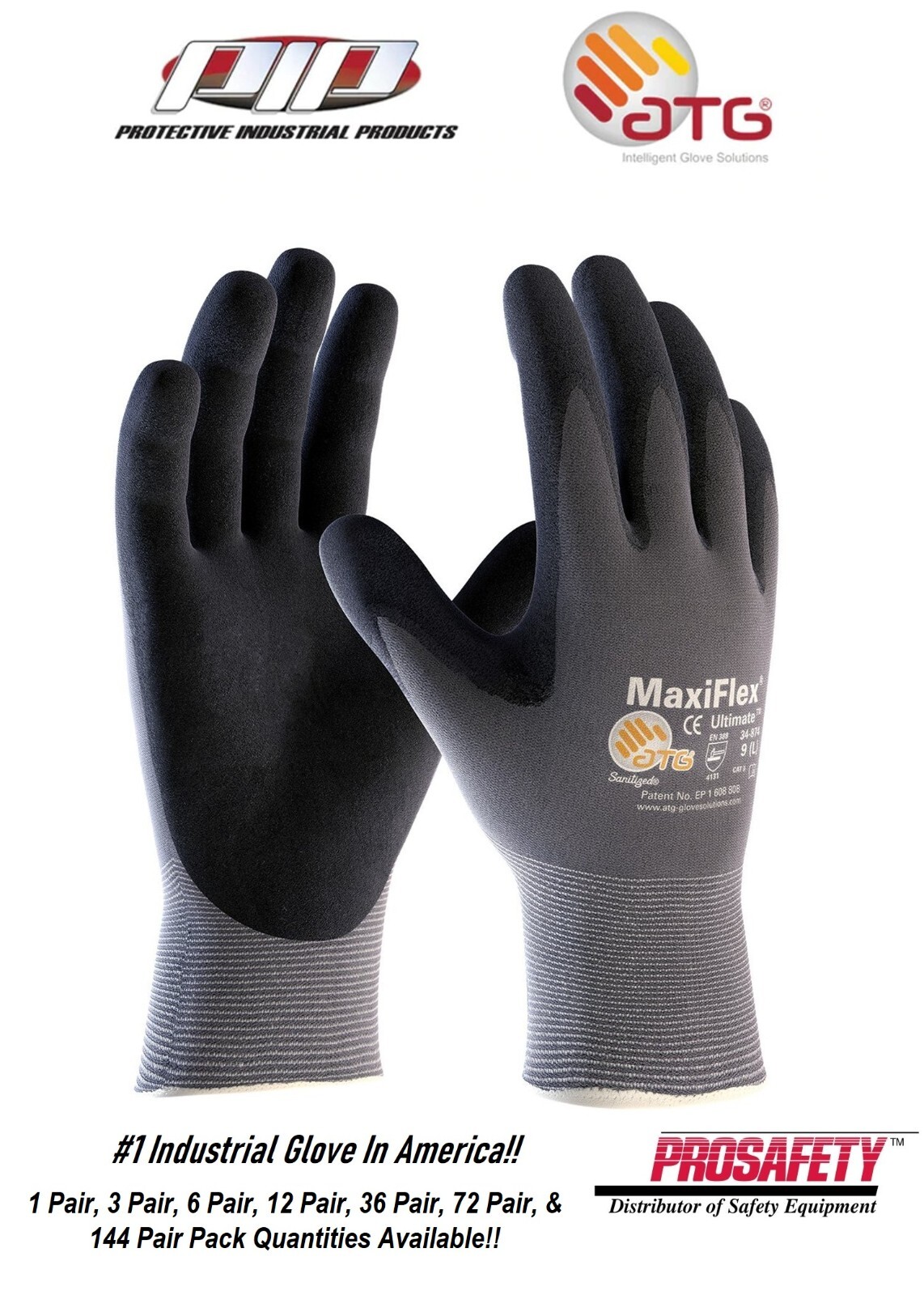 LOT 34-874 MaxiFlex Nitrile Grip Construction Landscaping Industrial WORK GLOVES