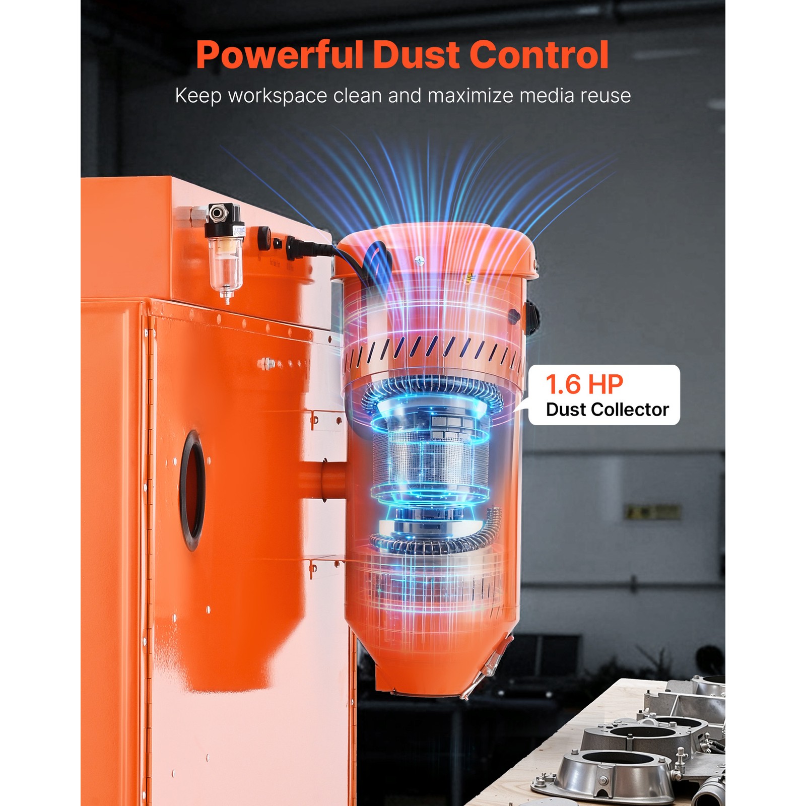 Uimoso 115 Gallon Steel Sandblasting Cabinet, Heavy Duty, 40-120 PSI