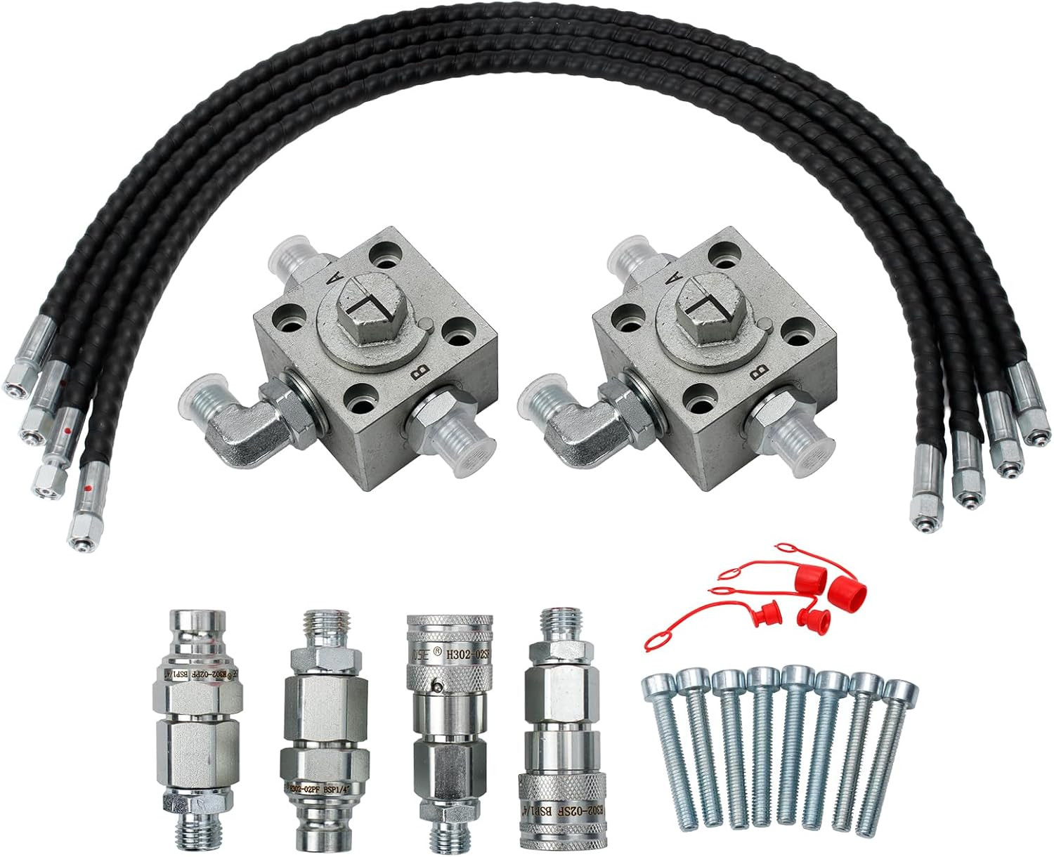 2 Three Way Diverter Valves for 1-2 ton Chinese Mini Excavator w/ Quick Connects