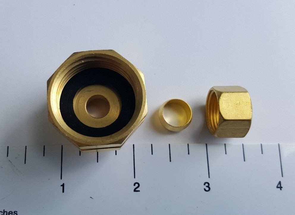 1) 3/8" OD COMPRESSION X 3/4" FHT GARDEN HOSE THREADED FEMALE ADAPTER, LEAD FREE