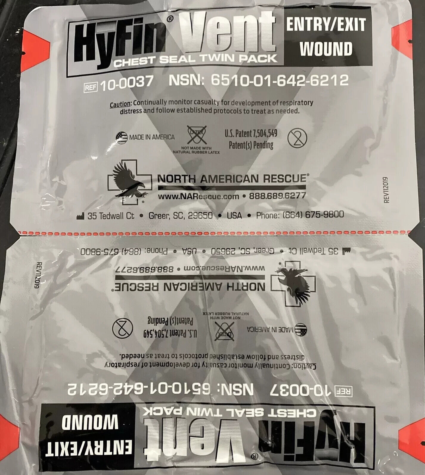 North American Rescue 100037 Hyfin Vent Chest Seal Twin Pack 2028