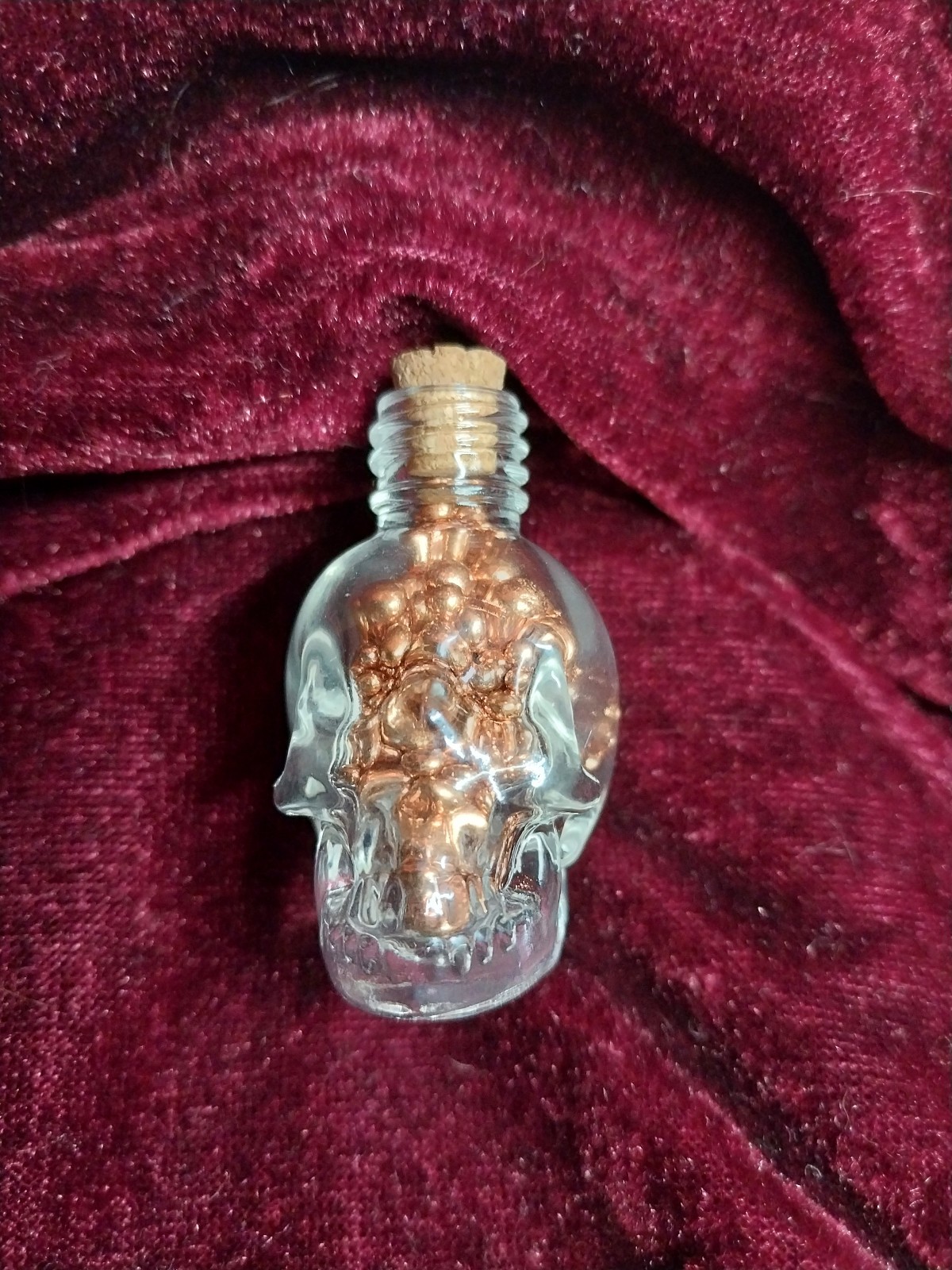 Copper Bullion in Skull Glass Bottle - 99.9 % Pure - 44 Grams - Great Gift!