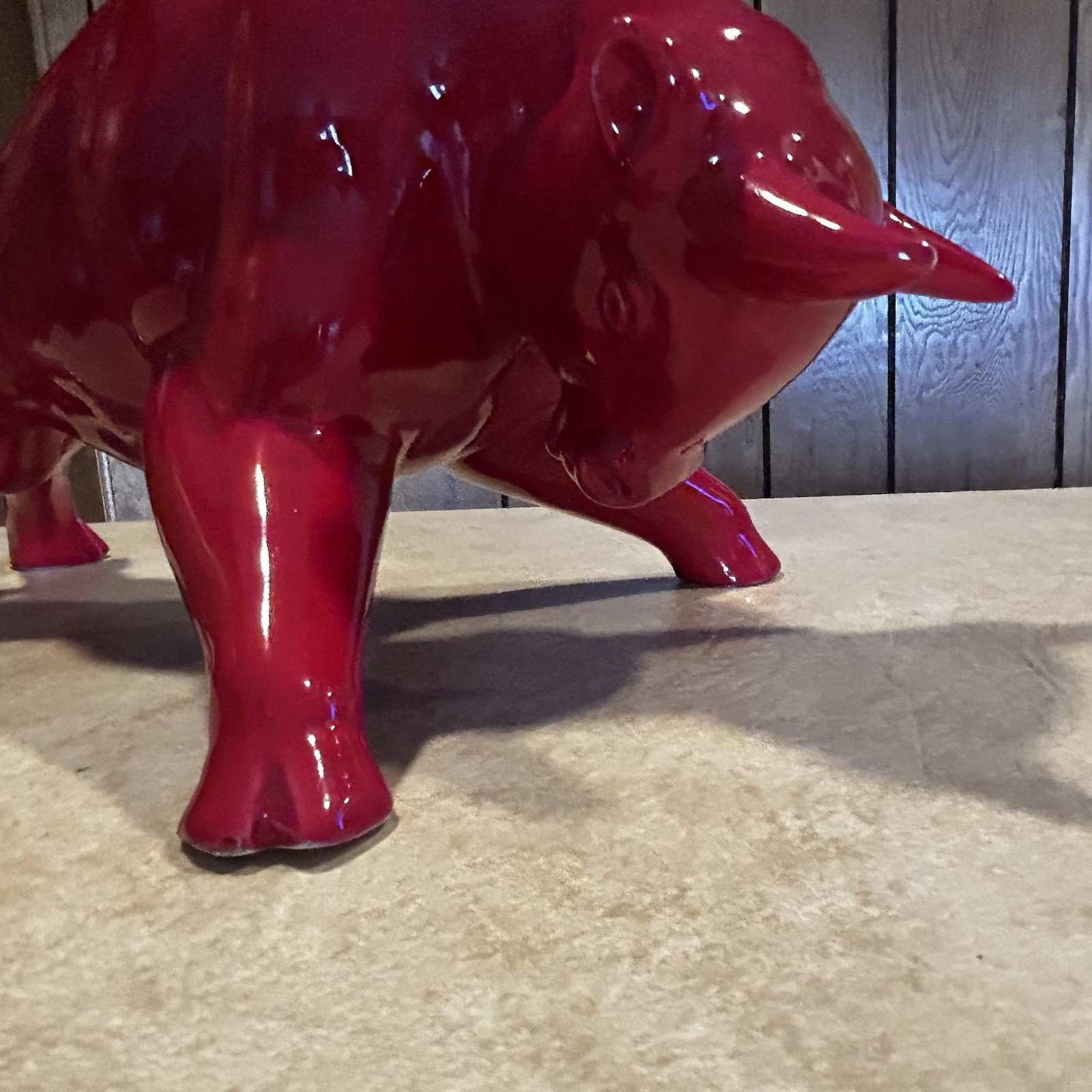 Vintage MCM Royal Haeger Red Glazed Charging Bull Sculpture Ceramic Pottery 18.5