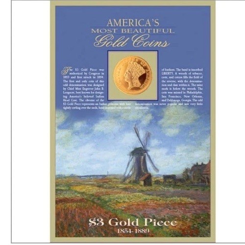 $3 Dollar Indian Princess Head Gold 24kt 1854 COIN TREASURE 24KT Plated