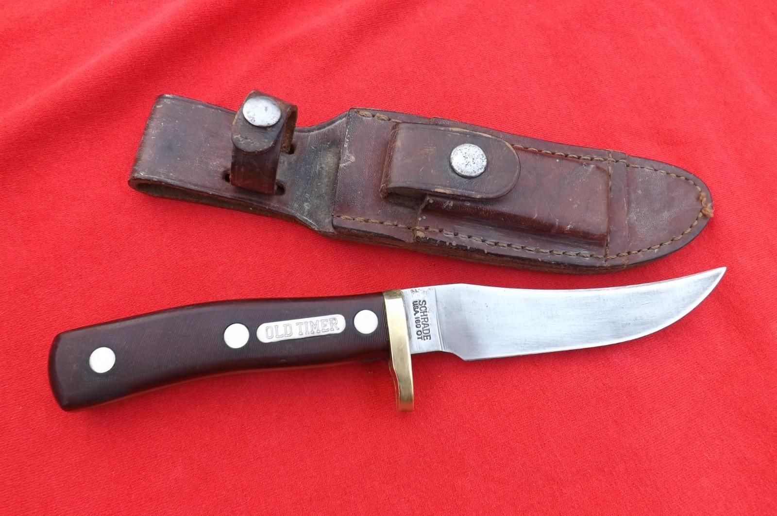 Vintage USA Schrade 160 Mountain Lion 160OT Old Timer Fixed Blade Knife N CASE