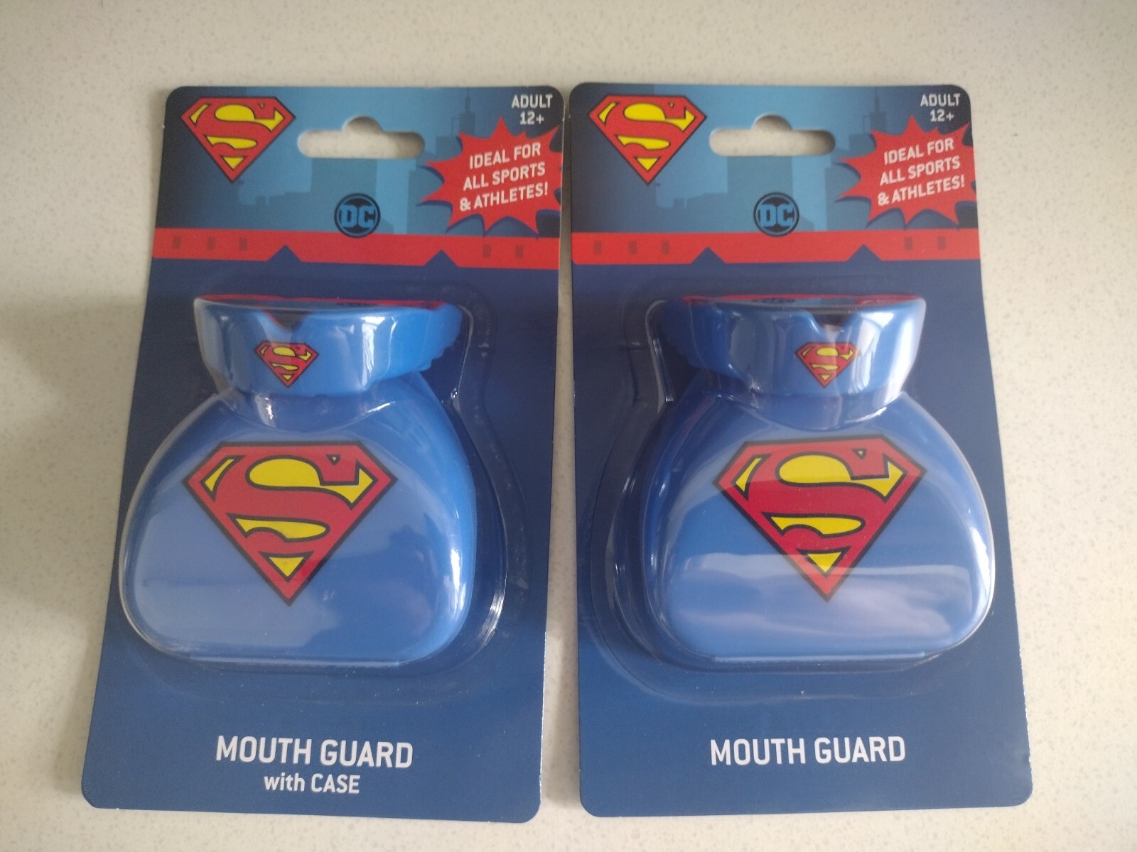 (2) DC Comics Licensed Superman Athletic Sports Mouth Mouth Guard With Case