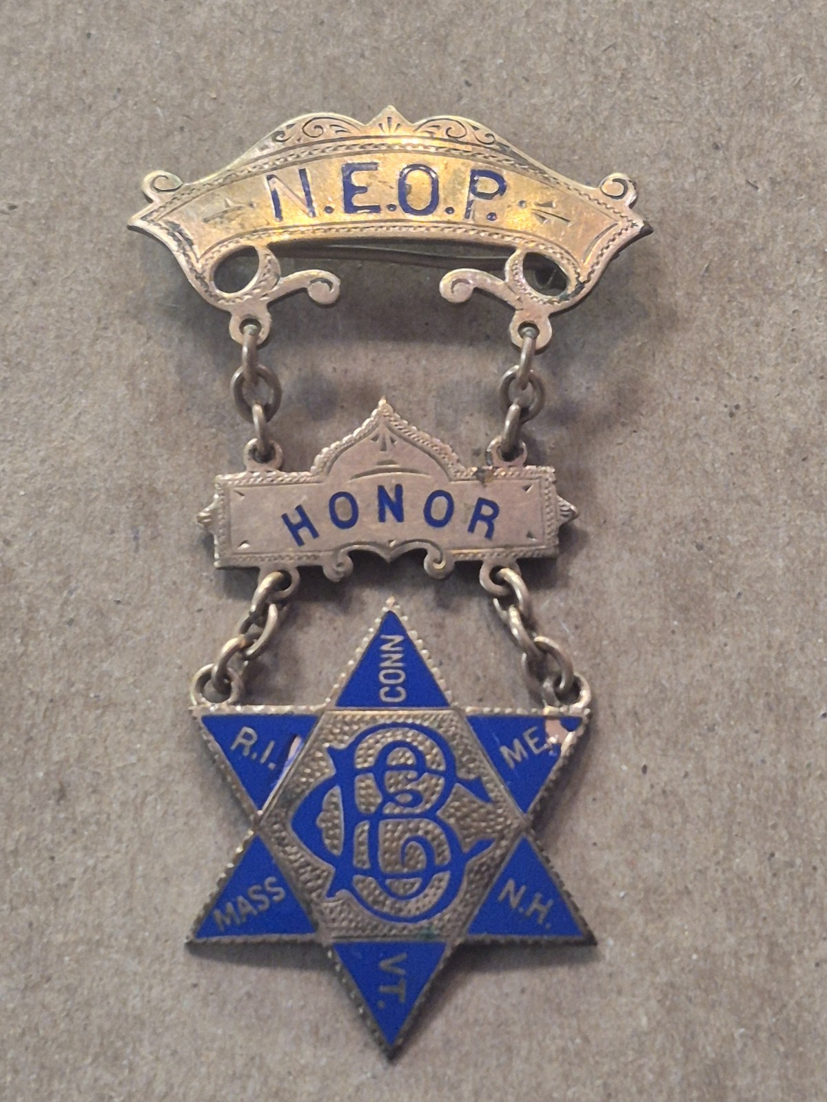 New England Order of Protection NEOP BRASS PIN BADGE JP442