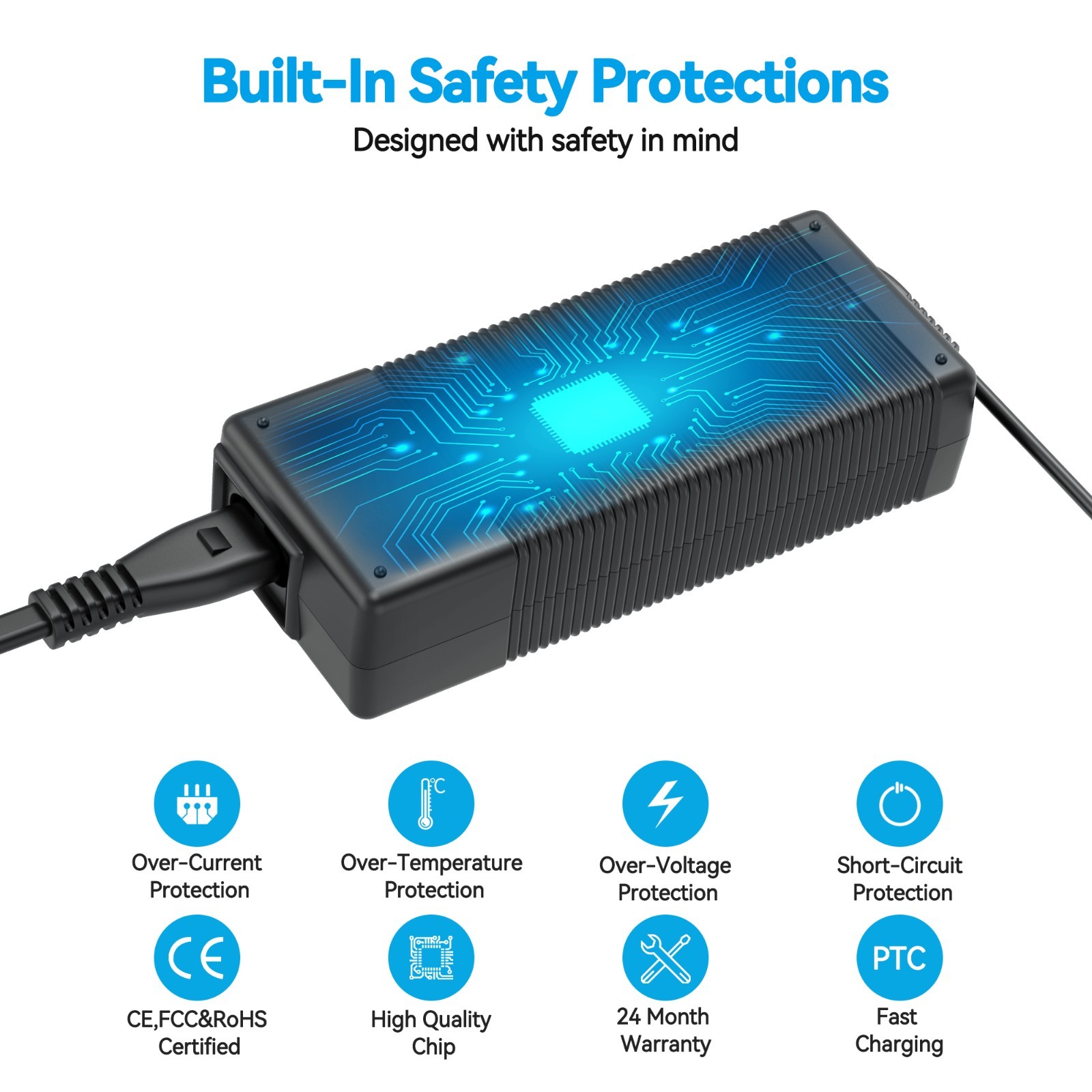 42V 2A Charger for GOTRAX GXL V2,Apex,G4,G3,G2,Glider,XR Elite,XR Ultra