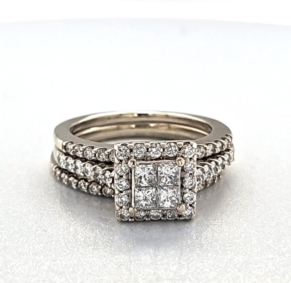 14K White Gold 3pc Ladies Invisible Set Diamond Wedding Ring Set 8.9 (MAC000223)