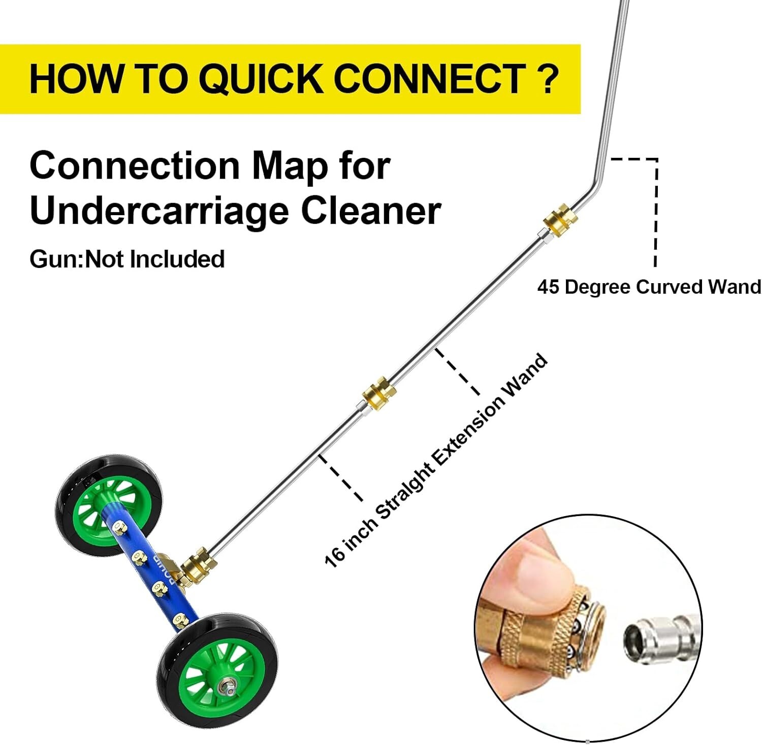 POHIR 16" Pressure Washer Undercarriage Cleaner 4800 PSI Under Car Washer Broom