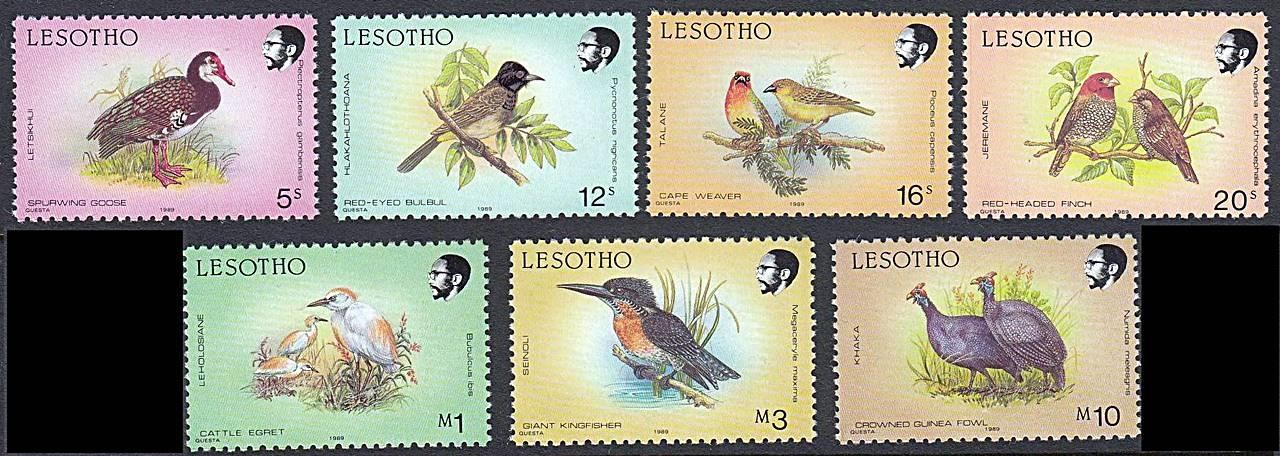 LESOTHO 1989 BIRDS perf.14 SC#620a/632a MNH KINGFISHER 💲FREE SHIPPING💲