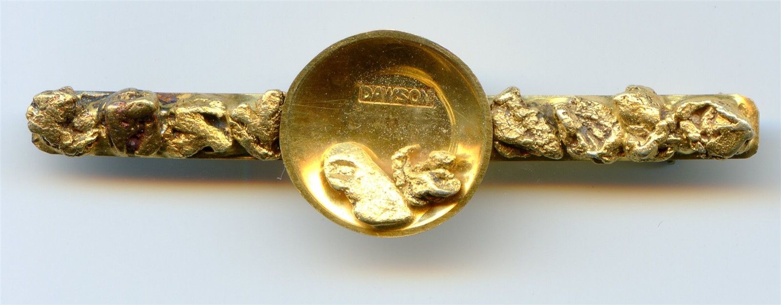 GOLD! Vintage Gold Mining Pin, Nuggets, Gold Pan, Dawson, Alaska 14Kt 3.39g