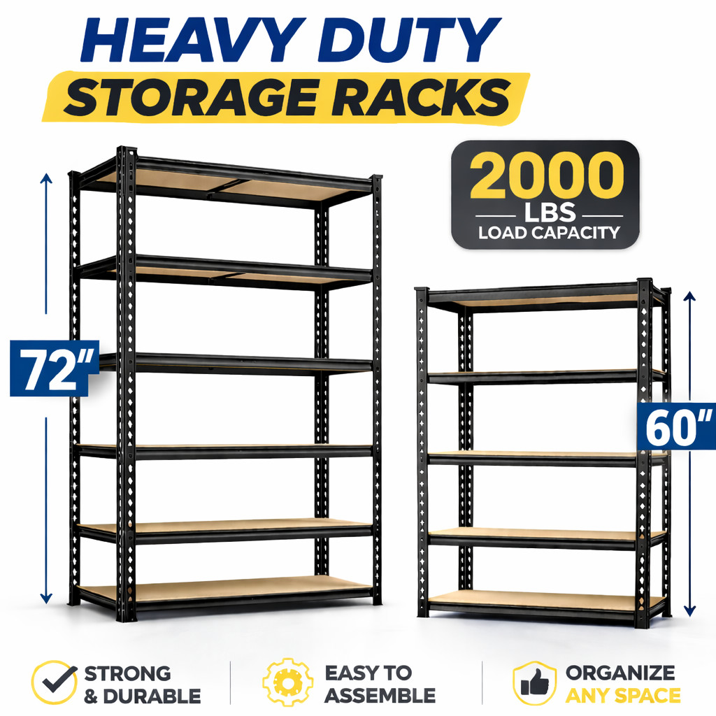 5-Tier Heavy Duty Metal Shelving Unit Garage Shelves Utility Rack Adjustable
