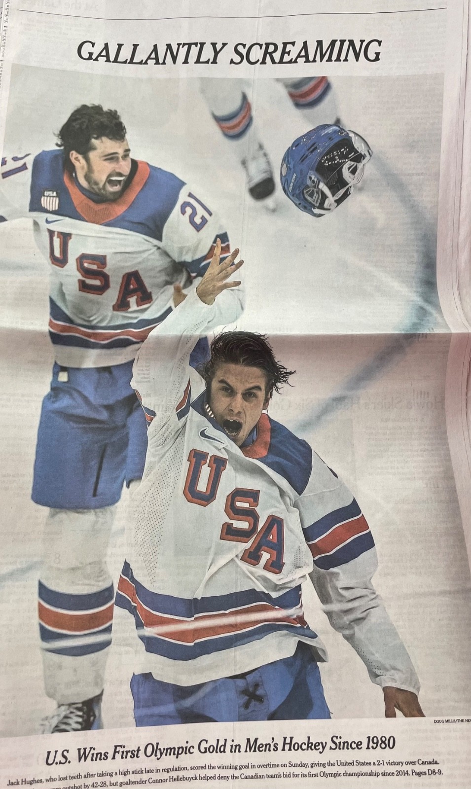 23FEB2026 TEAM USA 🇺🇸 WINS OLYMPIC GOLD GALLANTLY SCREAMING FULL PAPER NYTIMES