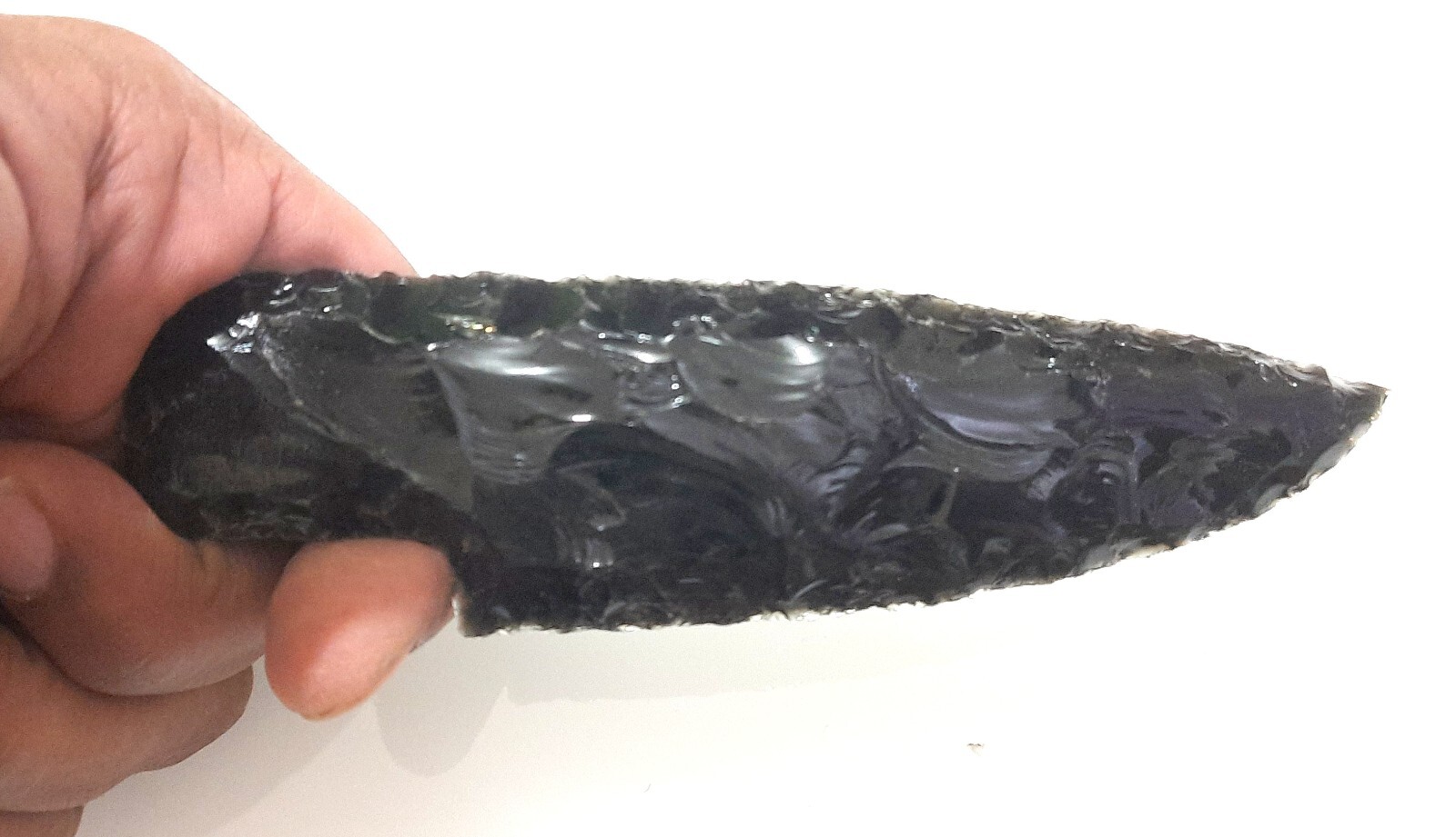 Black Obsidian crafted arrowhead knife 5 inch beautiful inbuilt handle to hold