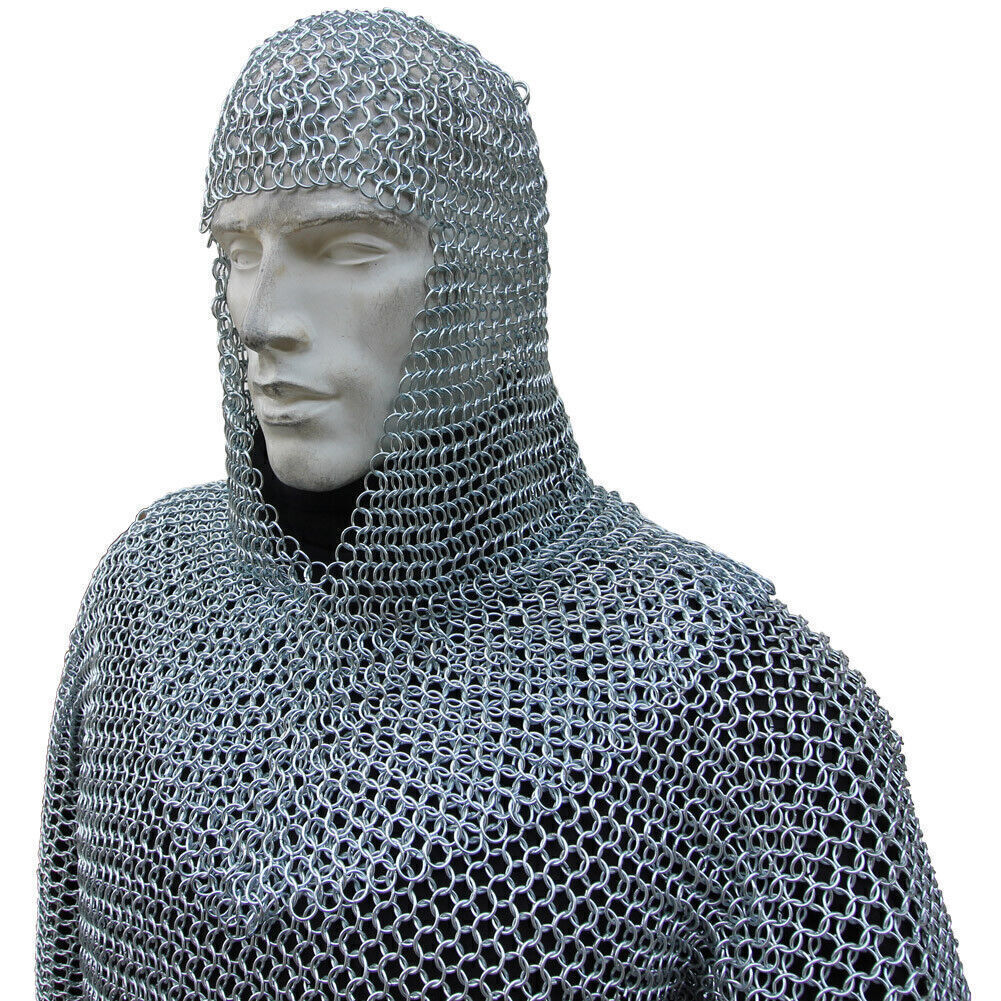 Battle Ready Medieval Habergeon Chainmail Knights Crusader Armor Coif Set
