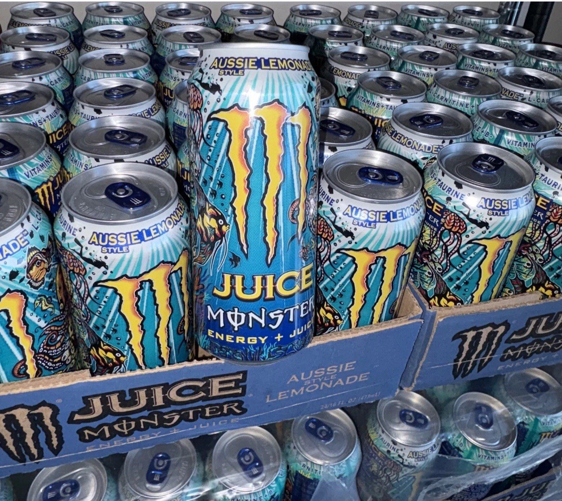 Monster Energy + Juice Aussie Style Lemonade 16 Fl Oz Cans Case (24 Pack)