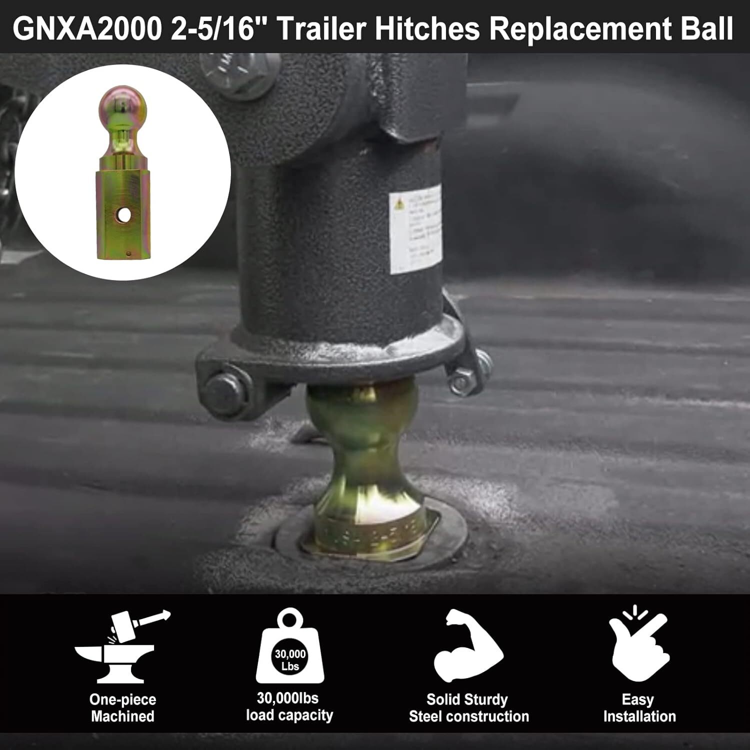 GNXA2000 Gooseneck Turn Over Ball 2-5/16 Replacement Gooseneck Hitch Ball