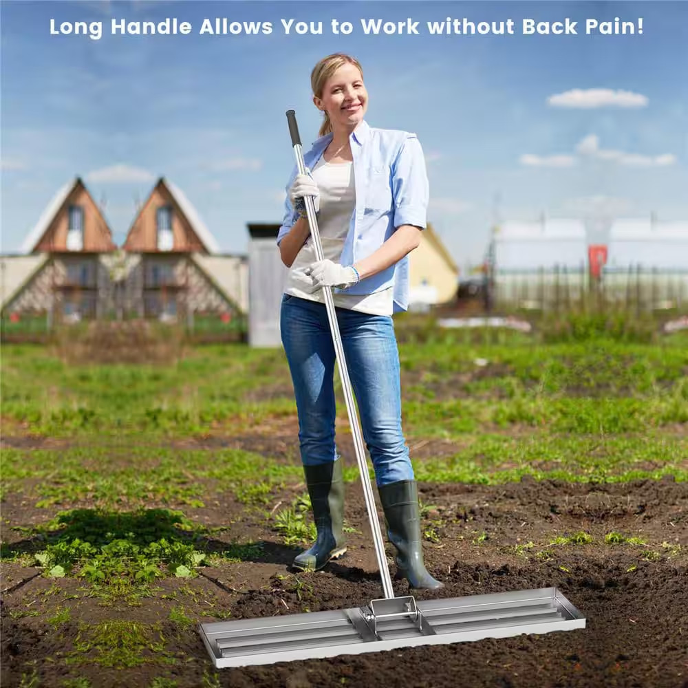 Lawn Leveling Rake 67 In. X 42 In. X 10 In. Heavy Duty Level Lawn Tool for Garde