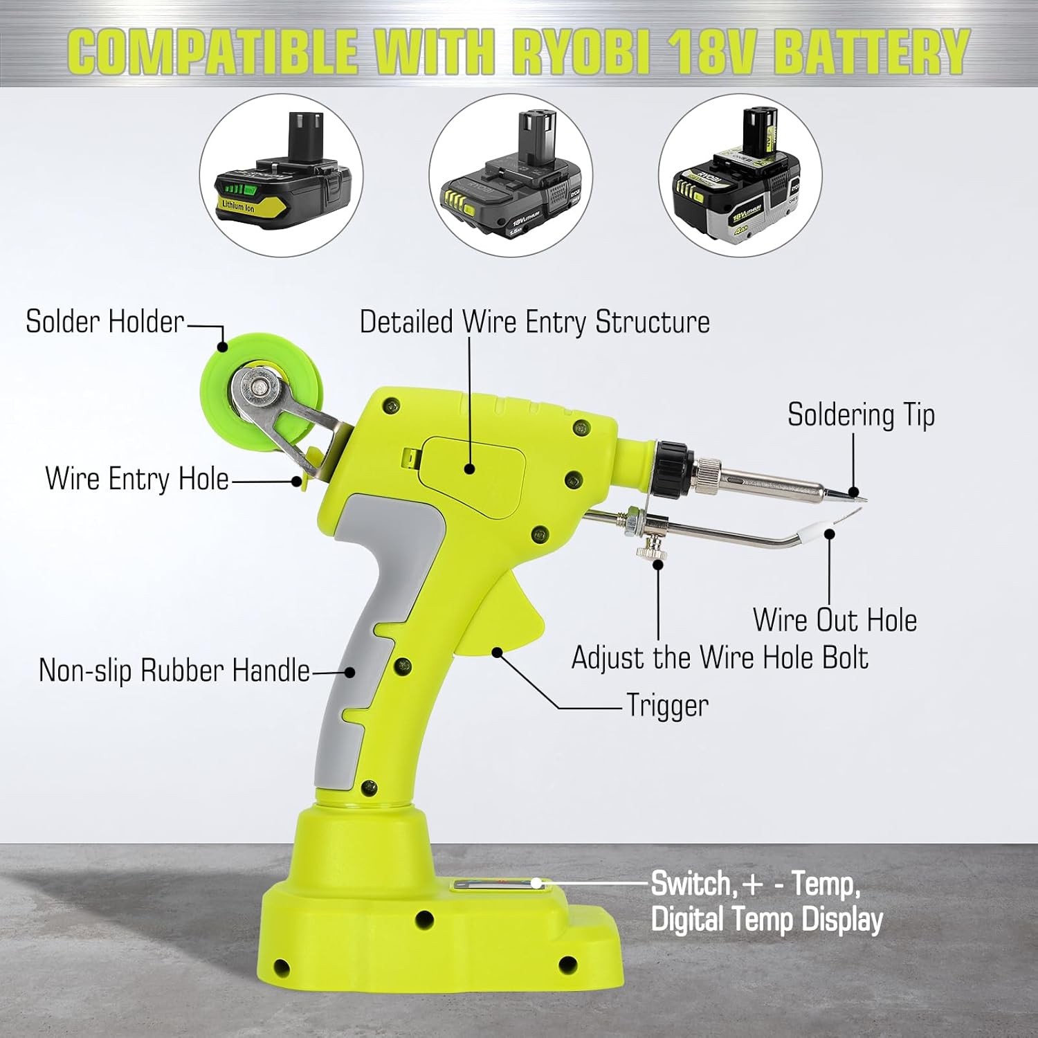 Cordless Soldering Iron Kit Multifunction Welding Tools for Ryobi 18V Battery US