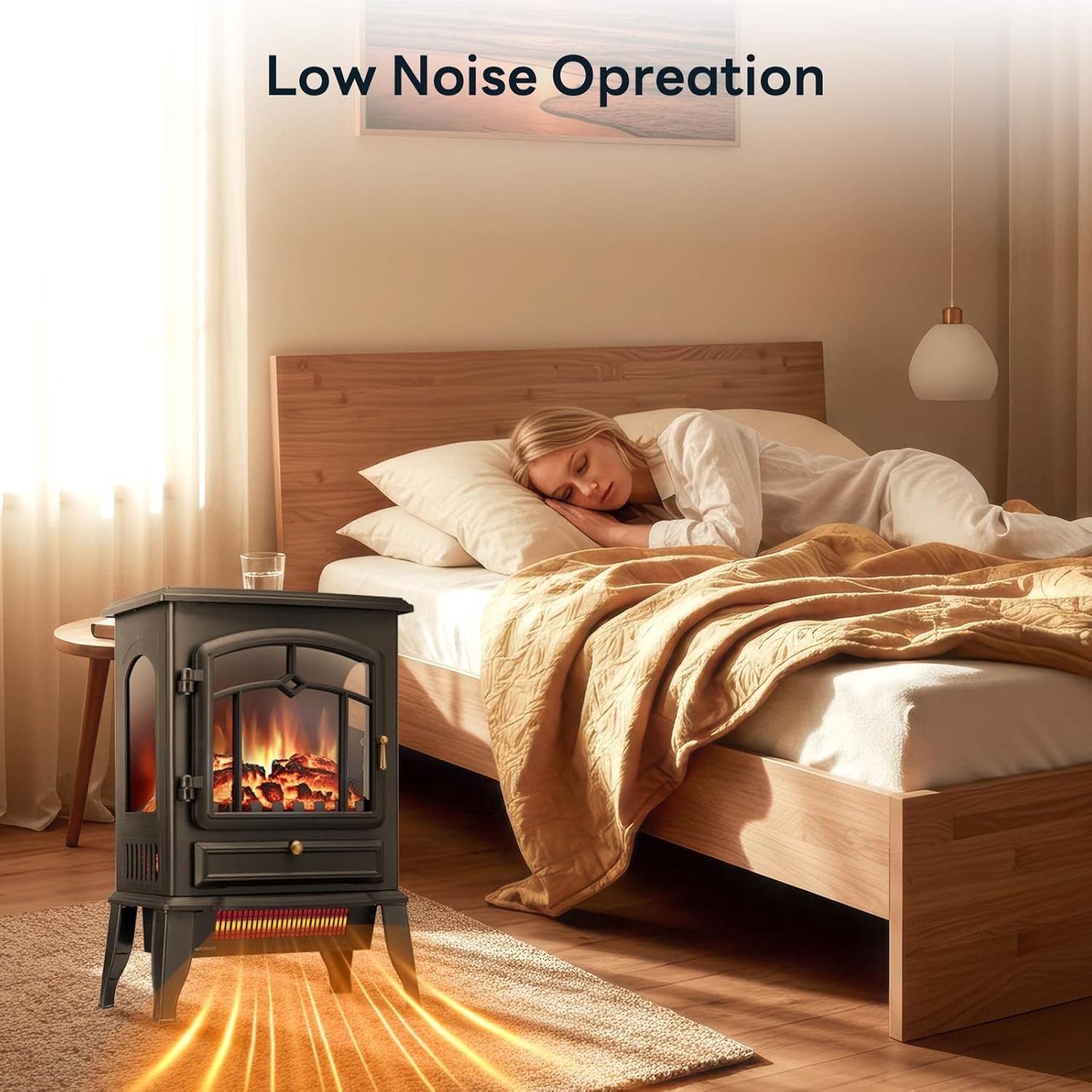 Electric Fireplace Stove 5100 BTU Heating Electric Fireplace Heater 1500W 22in