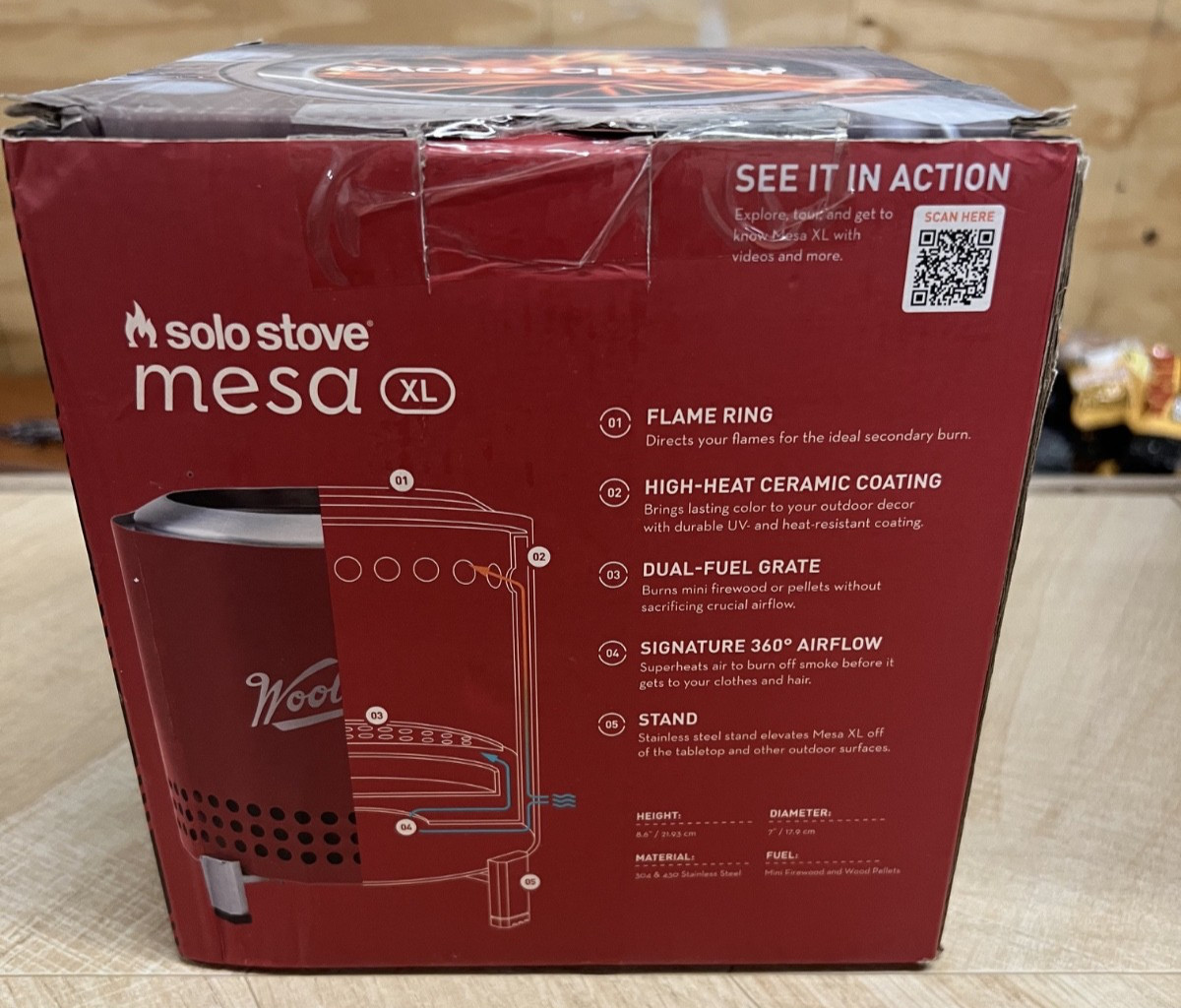 Solo Stove Mesa XL Red Smokeless Tabletop Fire Pit for Outdoor Spaces Open Box