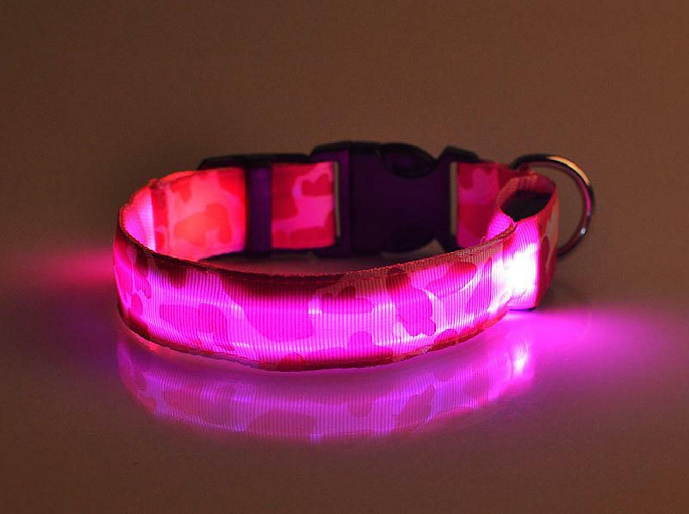 CAMOUFLAGE LED RECHARGEABLE COLLAR CAMO light-up Dog Pet Safety USB flash glow