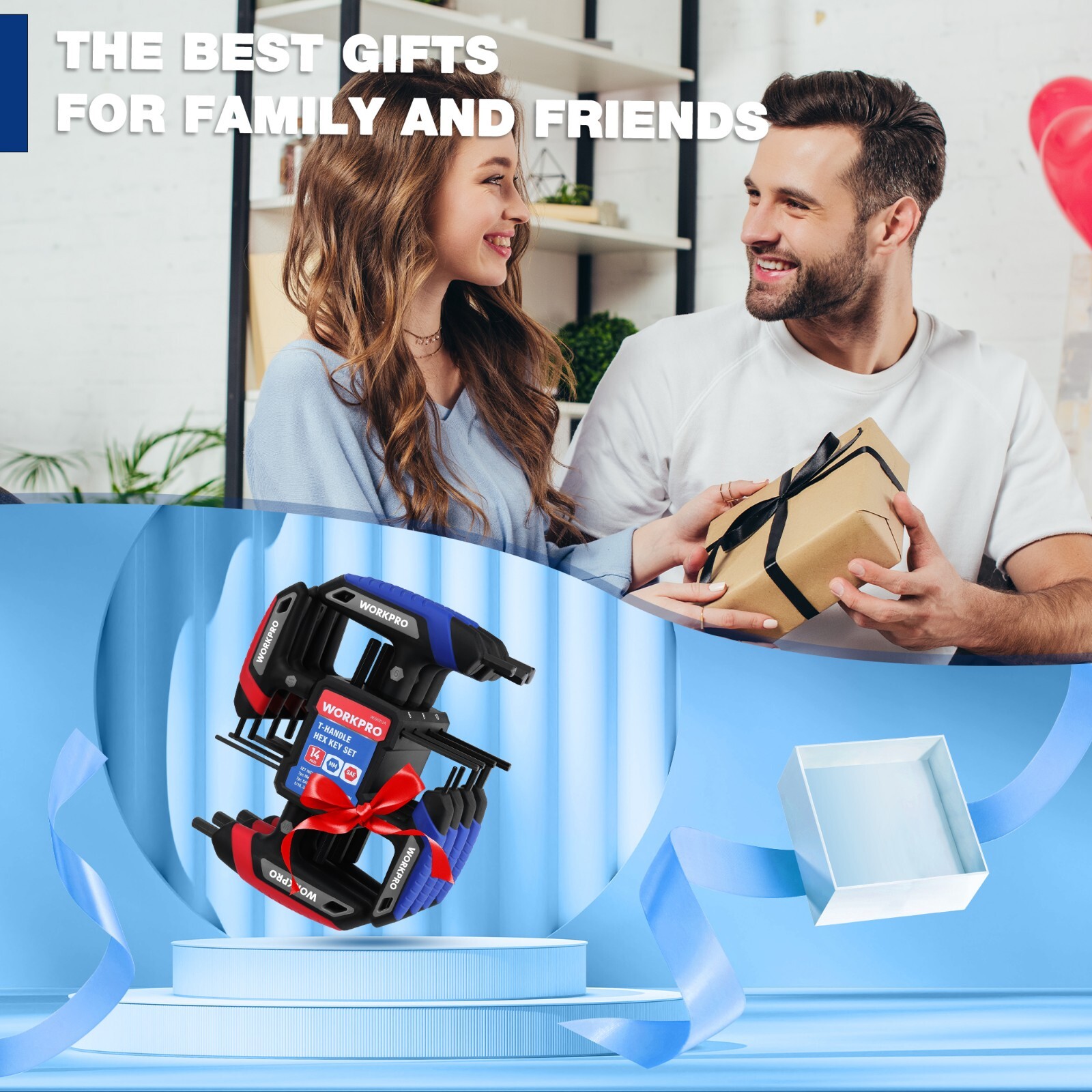 14-Piece T-Handle Allen Wrench Set, Metric & SAE T Handle Hex Key with Rack