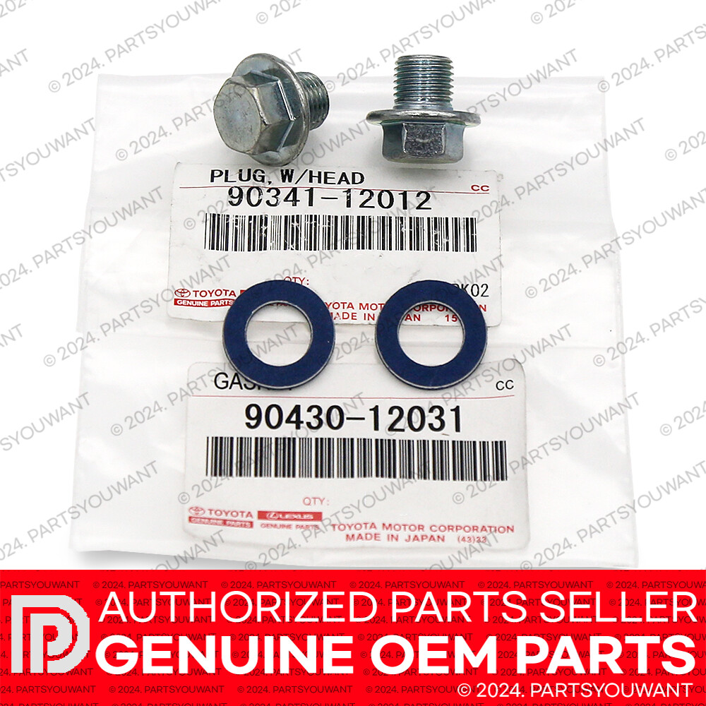 GENUINE Toyota Lexus OEM Oil Drain Plug 90341-12012 + Gasket 90430-12031 [2 SET]
