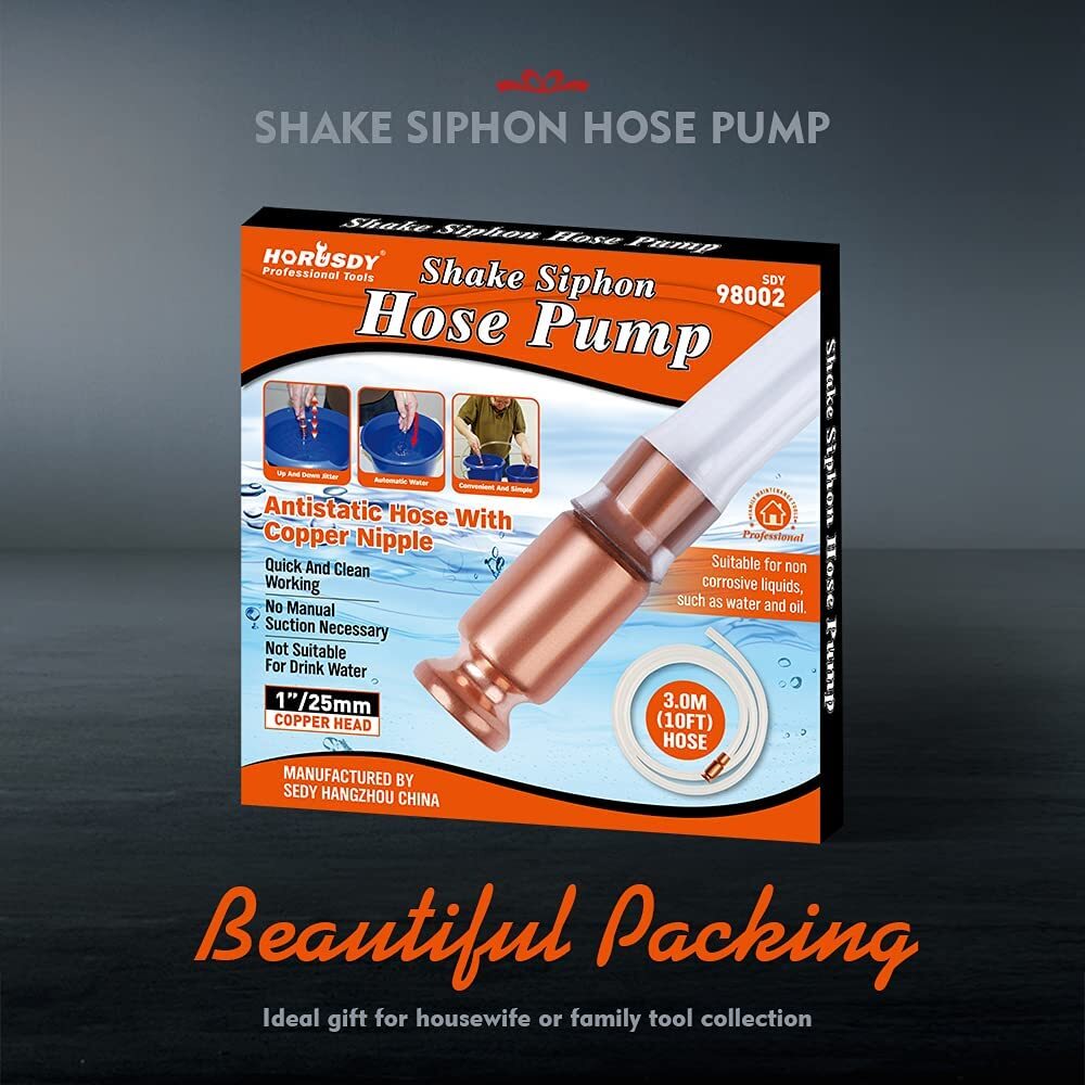 Jiggler Shaker Siphon Hose Pump 10'x1" Transfer liquid Anti-Static Tubing Brass