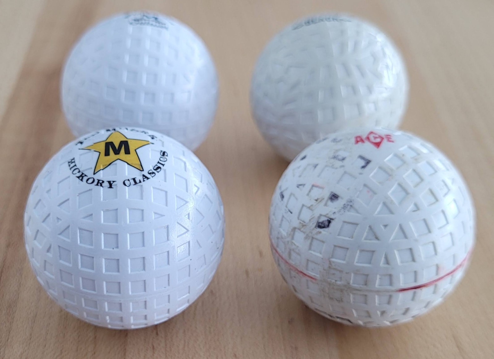 4 Antique Vintage Mesh Square Dimple Golf Balls Remake Black Tad Moore Quimet