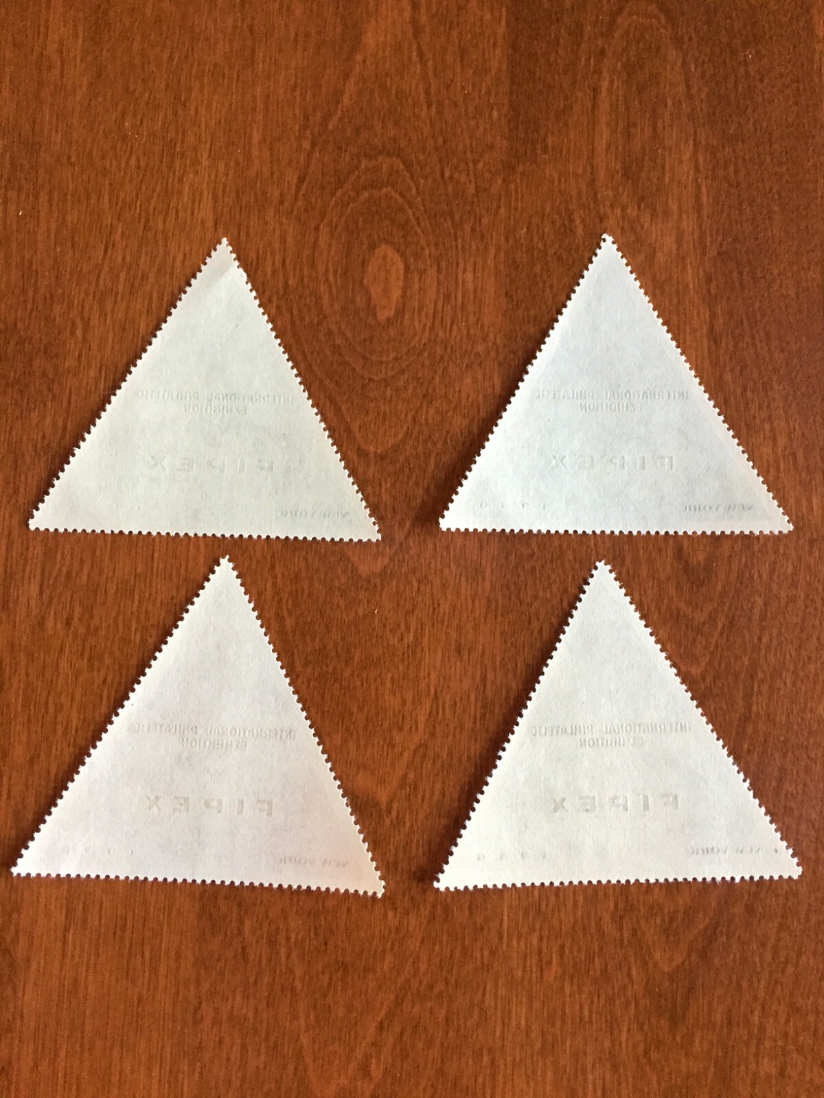 1956 FIPEX TRIANGULAR STAMP LOT 5TH INTERNATIONAL PHILATELIC EXHIBITION NEW YORK