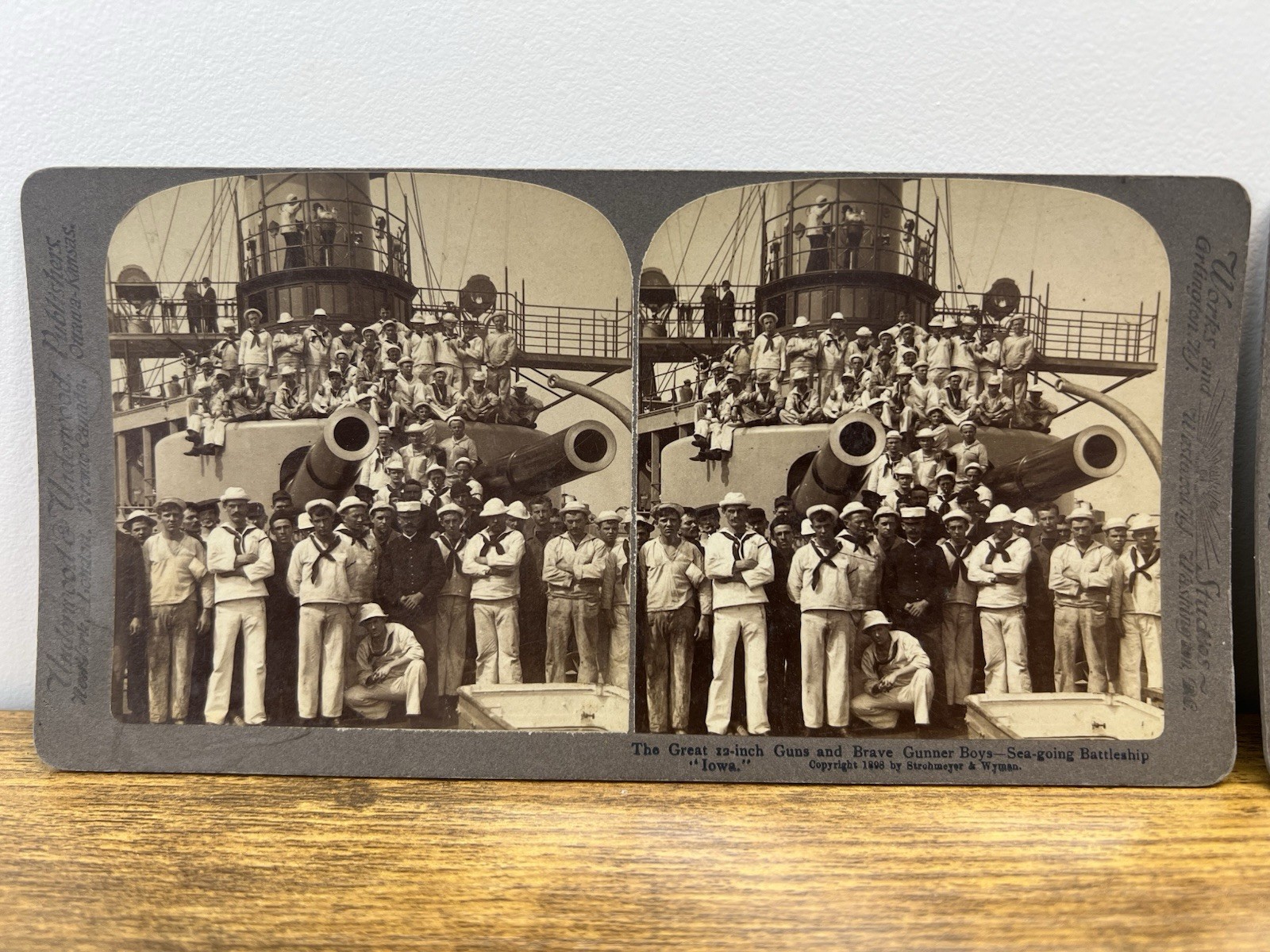 Lot 2 Spanish American War Stereoviews 1898 USS IOWA & OREGON Battleship Navy