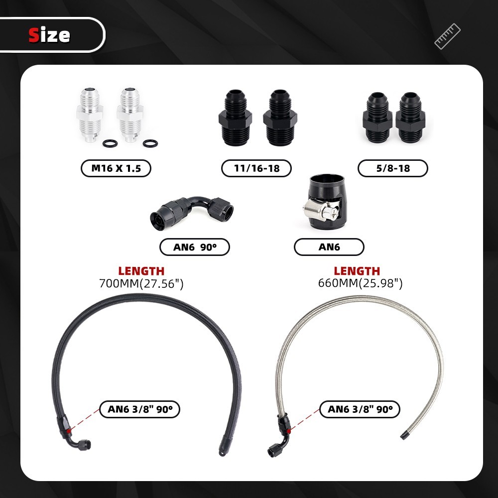 6AN Power Steering Pump Hose Kit For GM LS Swap Pressure Return Line Universal