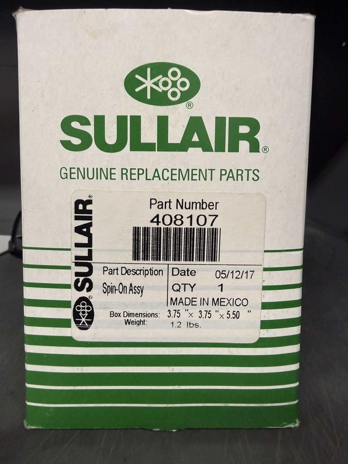 Genuine Sullair Oil Filter Element 408107 New Sealed Air Compressor