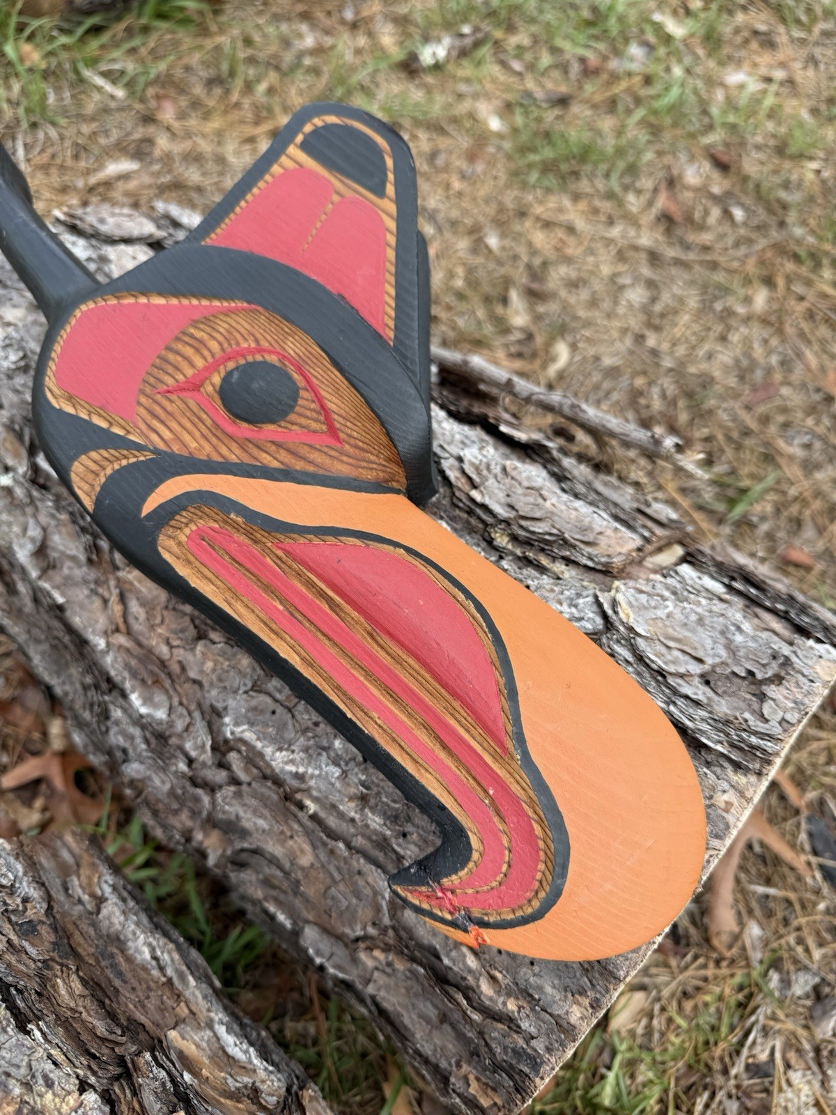 Northwest Coast Large Cedar Carved Eagle 🦅 Rattle Signed WT