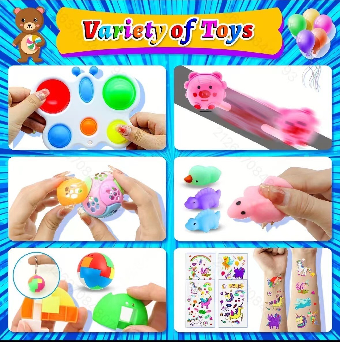 Mega Fidget Toy Assortment 206 Pcs Sensory Toys Party Favors