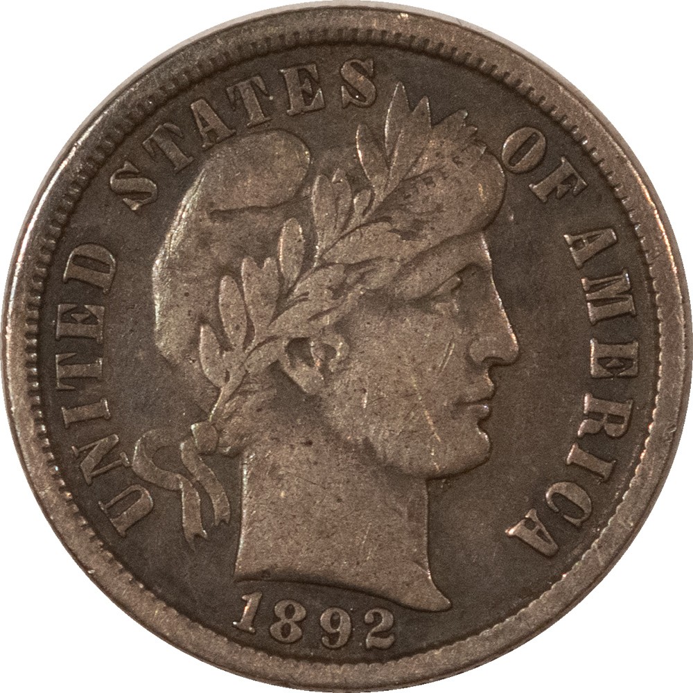 1892 BARBER DIME LOVE TOKEN "COZ"- HIGH GRADE CIRCULATED EXAMPLE!