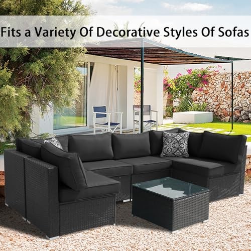 14Pieces Patio Cushion Covers Replacement Outdoor 25.6x 25.6×3.94inches Black