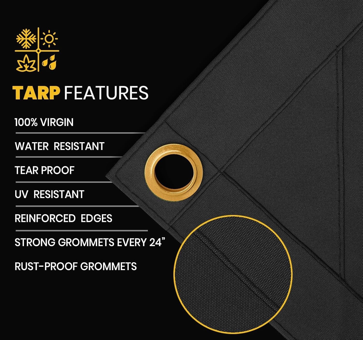 PROTARP Heavy Duty Canvas Tarp Water & UV Resistant, 100% Virgin Tarpaulin Cover