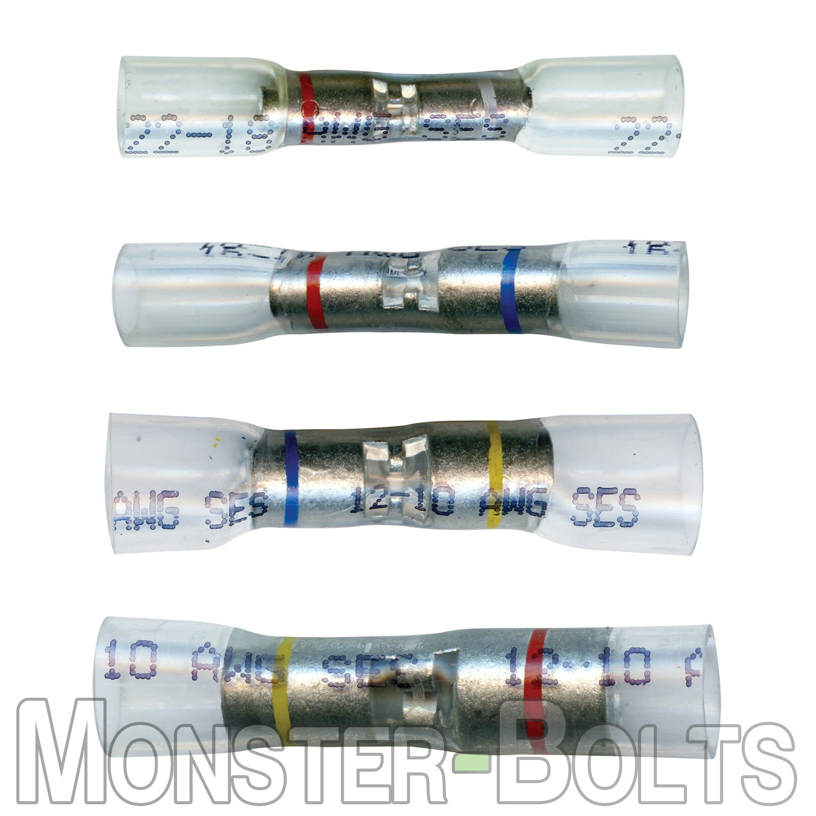 OptiSeal Heat Shrink Crimp Step-Down Butt Connectors, Crystal Clear Sealed NSPA