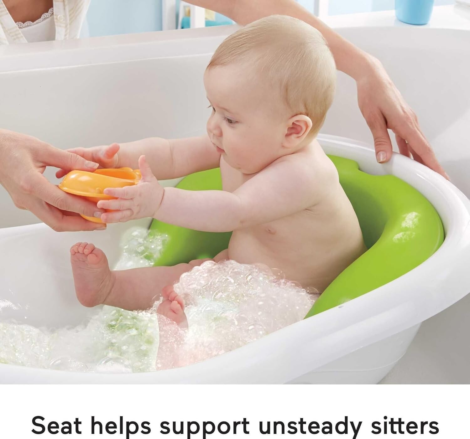 Fisher-Price Baby to Toddler Bath 4-in-1 Slingn Seat Tub 2 Toys Green